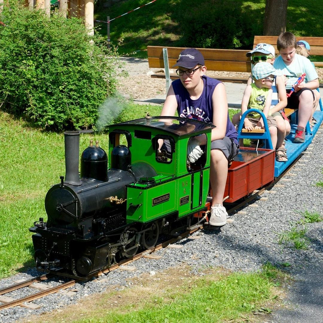 A miniature steam train