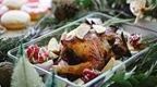 Christmas turkey in roasting dish 